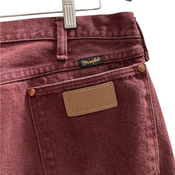 Vintage WRANGLER Cowboy Cut Jeans Burgundy 34 waist - Picture 4 of 5